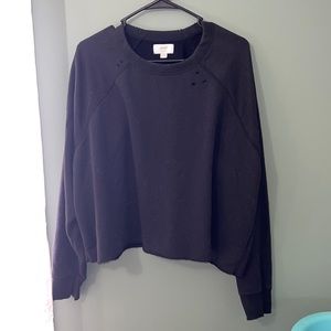 Aerie distressed black cropped sweater